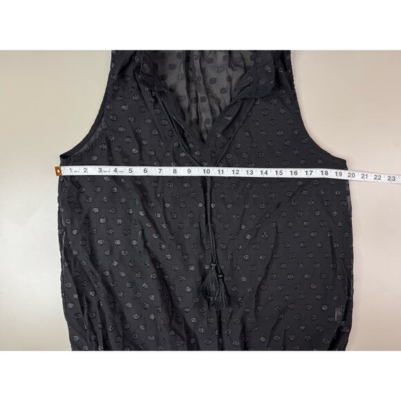 NY & Co Womens Sleeveless Sheer Top M Black Glitter Polka Dot Whimsigoth Fairy - Picture 8 of 14
